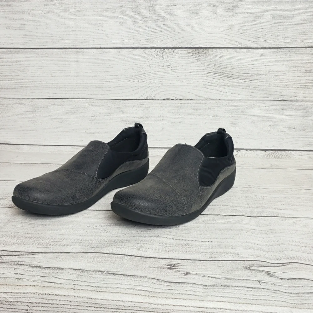 Cloudsteppers by Clark's Black Charcoal Slip-on Women's Sz 11 Shoes‎